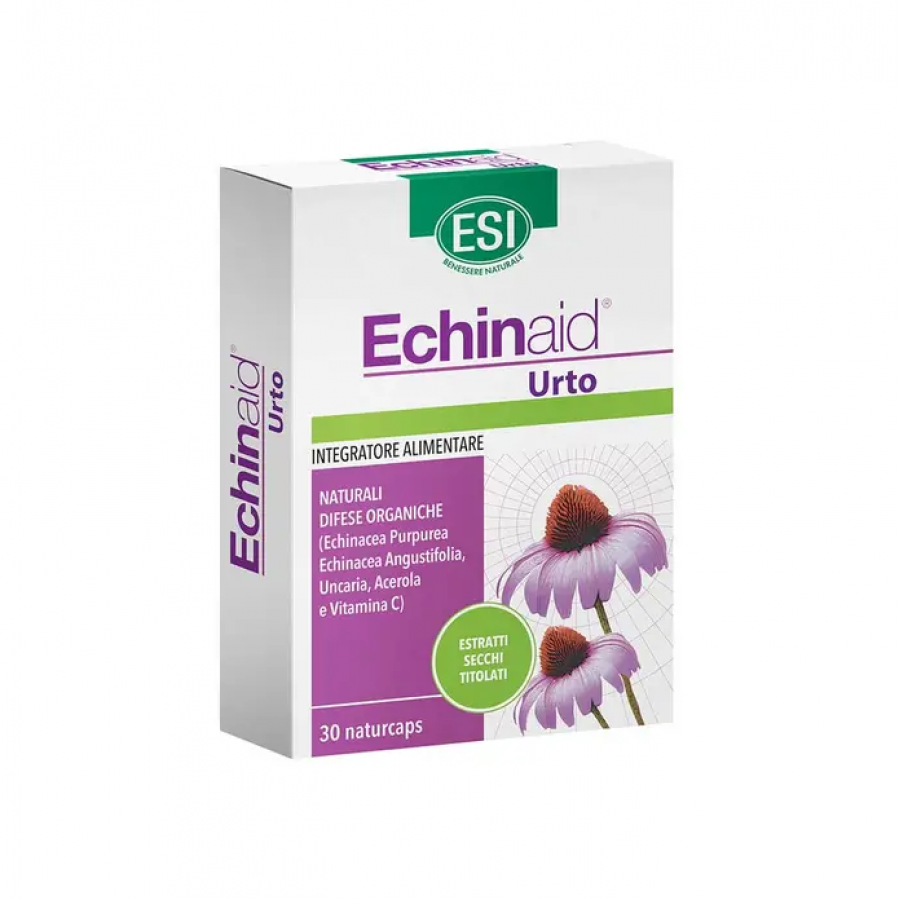 ESI Echinaid Urto, 30 Capsule, Integratore Immunostimolante con Echinacea e Vitamina C, Vegano, Senza Glutine