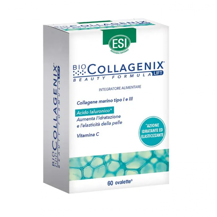 ESI Biocollagenix Ovalette, 60 Ovalette, Integratore Elasticità e Compattezza Pelle, Collagene Marino, Acido Ialuronico, Senza Glutine