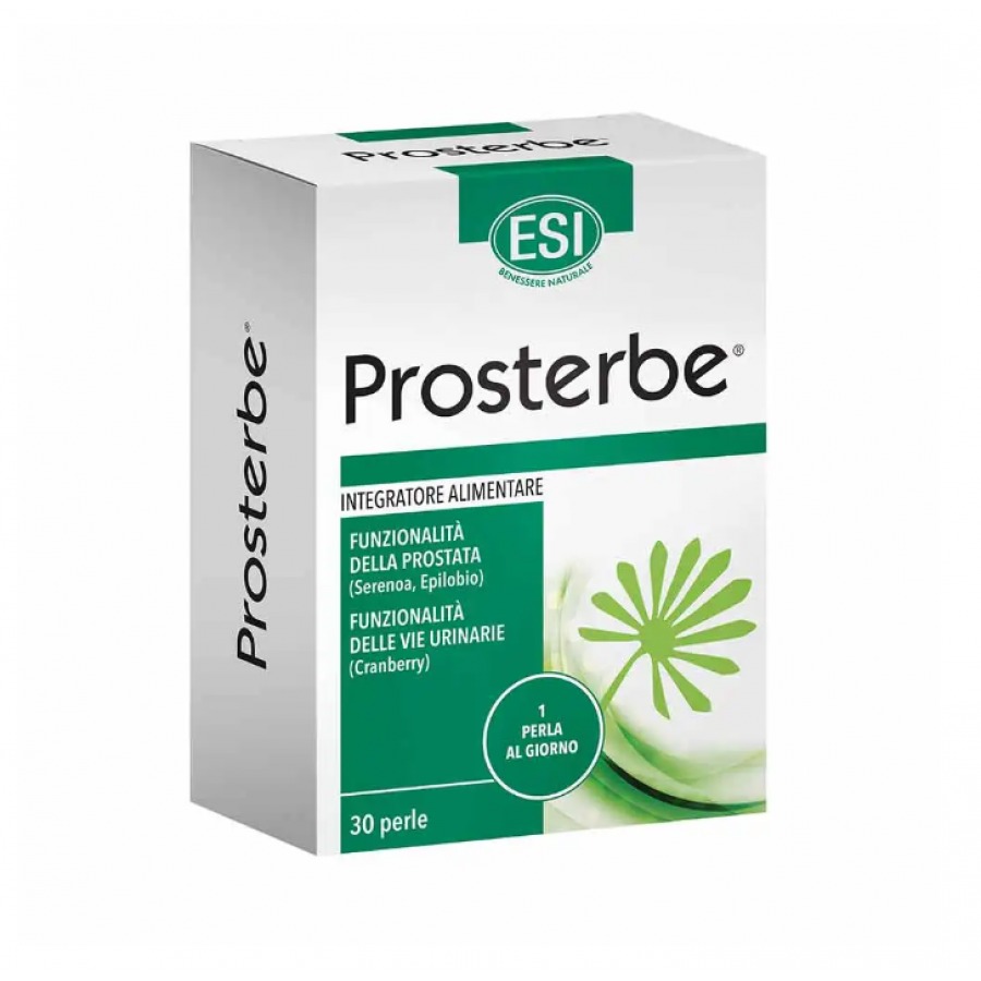 ESI Prosterbe, Integratore per Funzionalità della Prostata e Vie Urinarie, 30 Perle, Serenoa, Epilobio, Cranberry