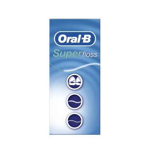 Oral-B Superfloss Filo Interdentale per Spazi Ampi, Apparecchi Ortodontici e Ponti, 50 Fili Pre-Tagliati