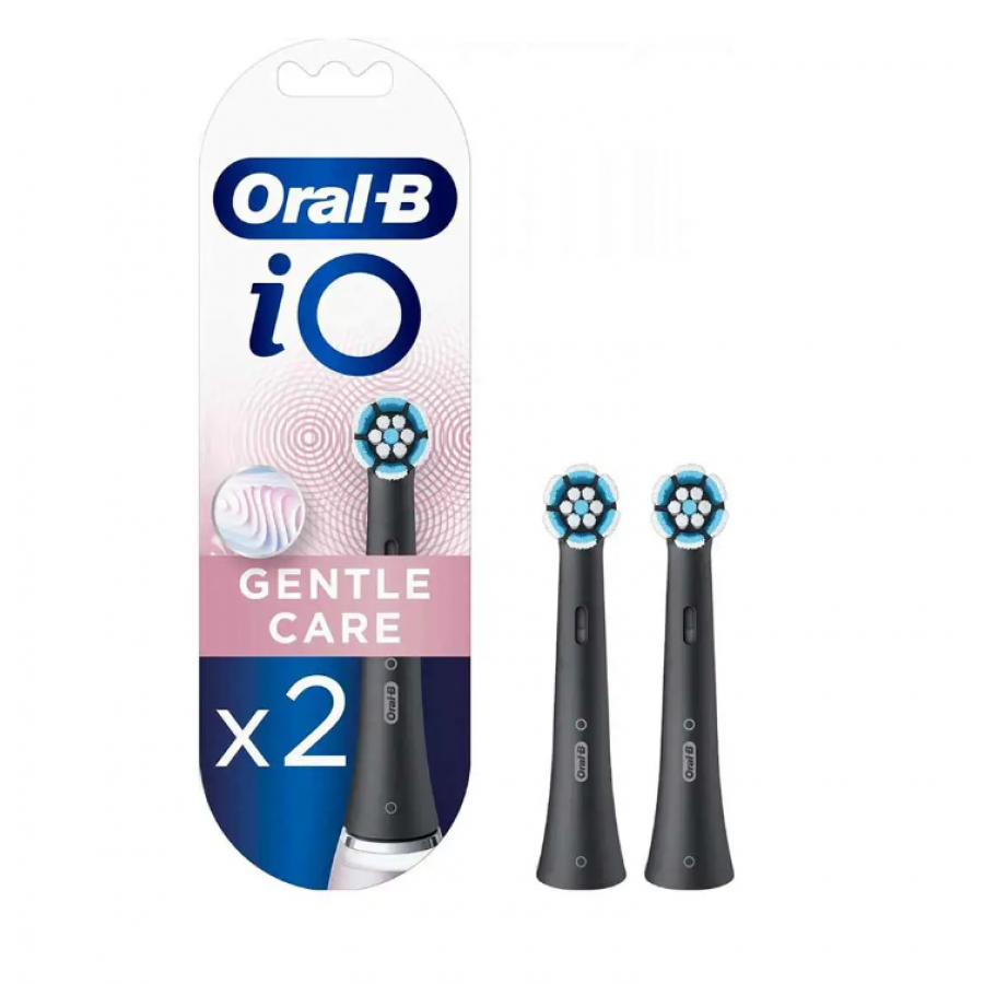 Oral-B iO Testine di Ricambio Gentle Care Black, 2 Pezzi - Pulizia Delicata per Denti e Gengive Sensibili