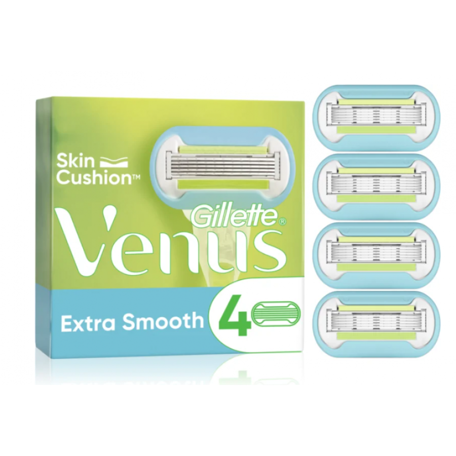 Gillette Venus Extra Smooth Testine di Ricambio, 4 PZ, 5 Lame Affilate, Depilazione Senza Irritazioni