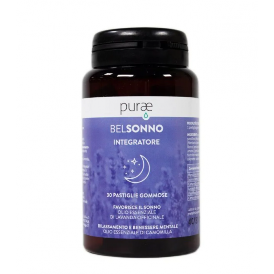 Purae BelSonno 30 Pastiglie Gommose – Integratore Naturale per un Sonno Riposante