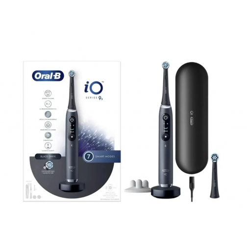 Oral-B iO 9S Spazzolino Elettrico Ricaricabile Nero, Tecnologia Magnetica, 7 Modalità, Pulizia Completa e Delicata