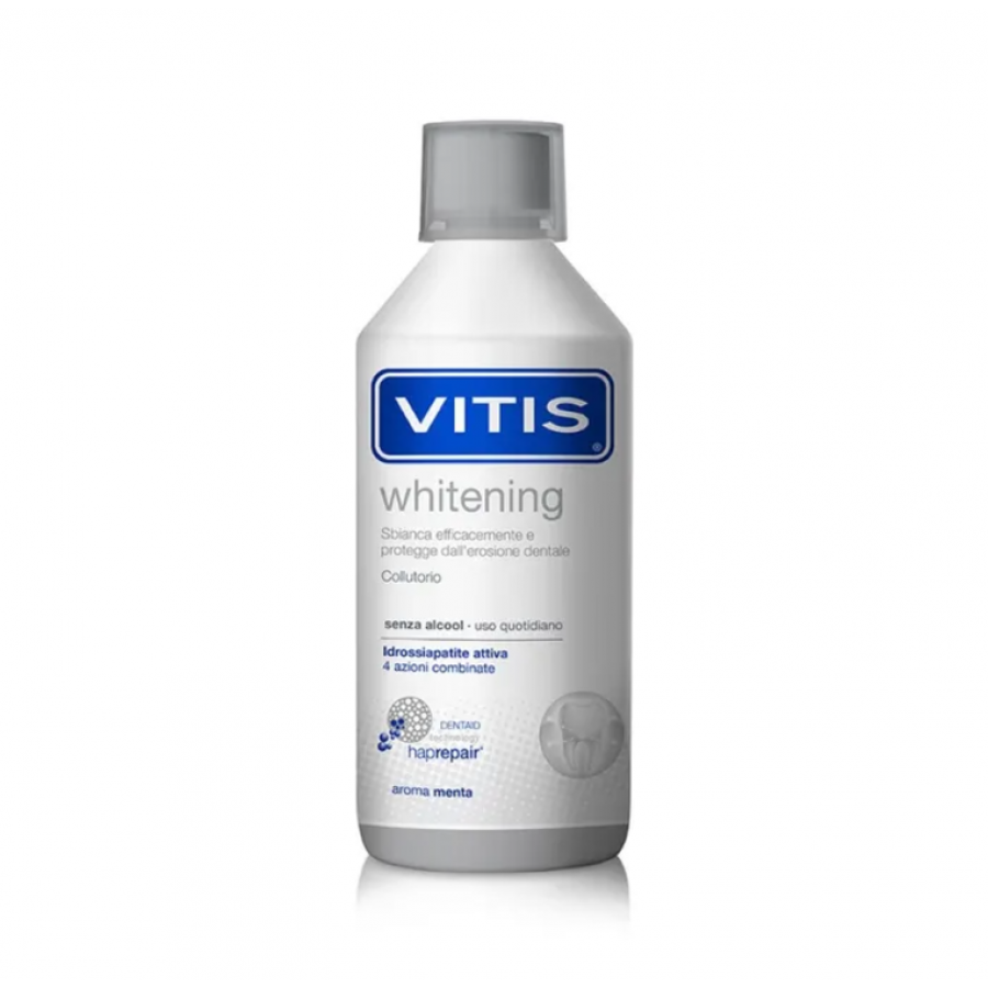 Vitis Whitening Collutorio 500ml – Sbiancante Denti, Protezione Smalto, Rimozione Macchie, Idrossiapatite Attiva