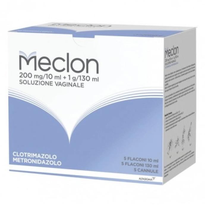 Meclon Soluzione Vaginale 130ml - 5 Flaconi Antimicotico per Infezioni Intime