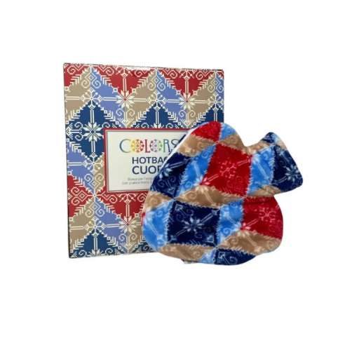 Colors HotBag Cuore, Borsa per l'Acqua Calda, 1 Litro, Blu e Rosso, Tasca Laterale per le Mani