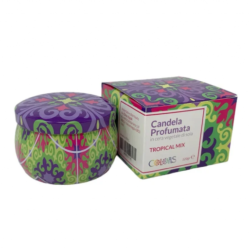 Colors Candela Profumata Tropical Mix Frutti Tropicali, 120g, Cera Soia, Fragranza Esotica