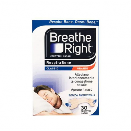 Breathe Right Original Cerotti Nasali Classici Grandi - Sollievo Congestione, 30 Pezzi