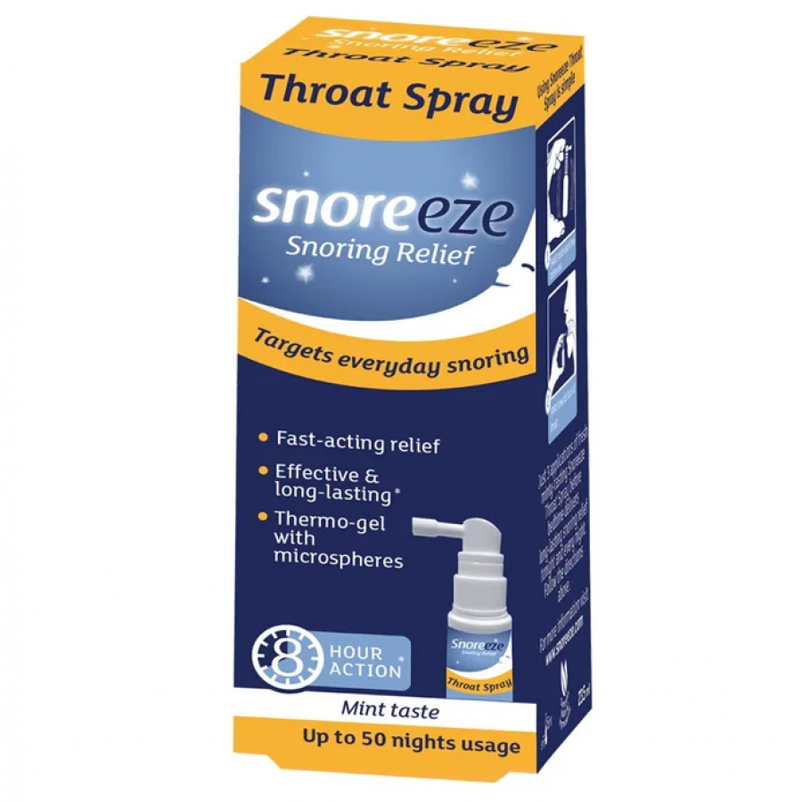 Snoreeze Throat Spray per la Gola, Spray Sollievo Russamento, 23,5ml, Formula Termo-Gel con Microsfere