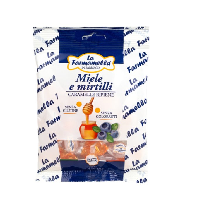 Farmamella Caramelle Ripiene al Miele e Mirtilli, 100 g