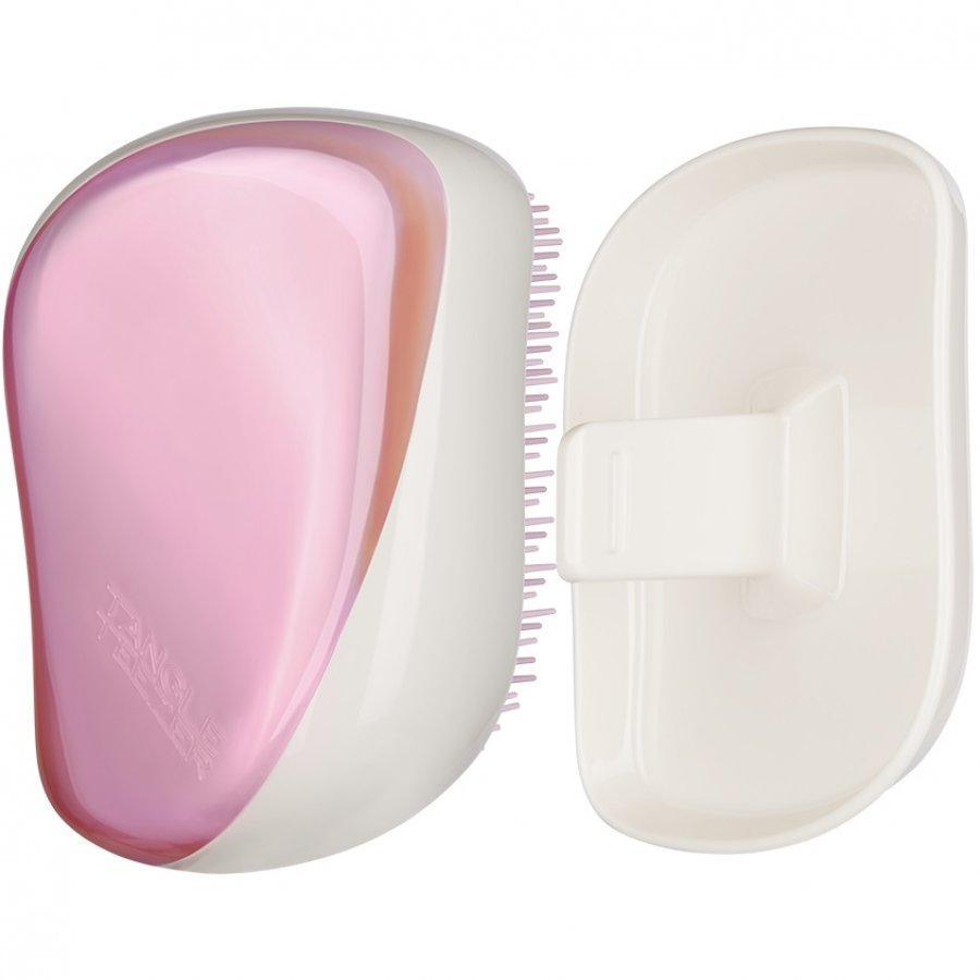 Tangle Teezer Compact Styler Pink Holographic, Spazzola Districante Compatta ed Ergonomica, Ideale per Viaggio