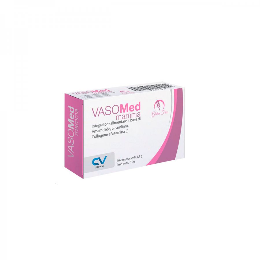 Vasomed Mamma - Integratore Alimentare per il Benessere Venoso in Gravidanza - Compresse con Amamelide, L-Carnitina, Collagene, Vitamina C