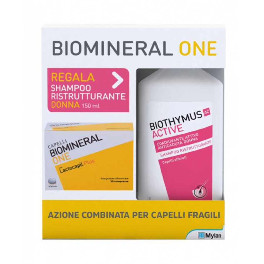 Biomineral One Lactocapil Plus 30 Compresse + Shampoo Ristrutturante Donna 150 ml
