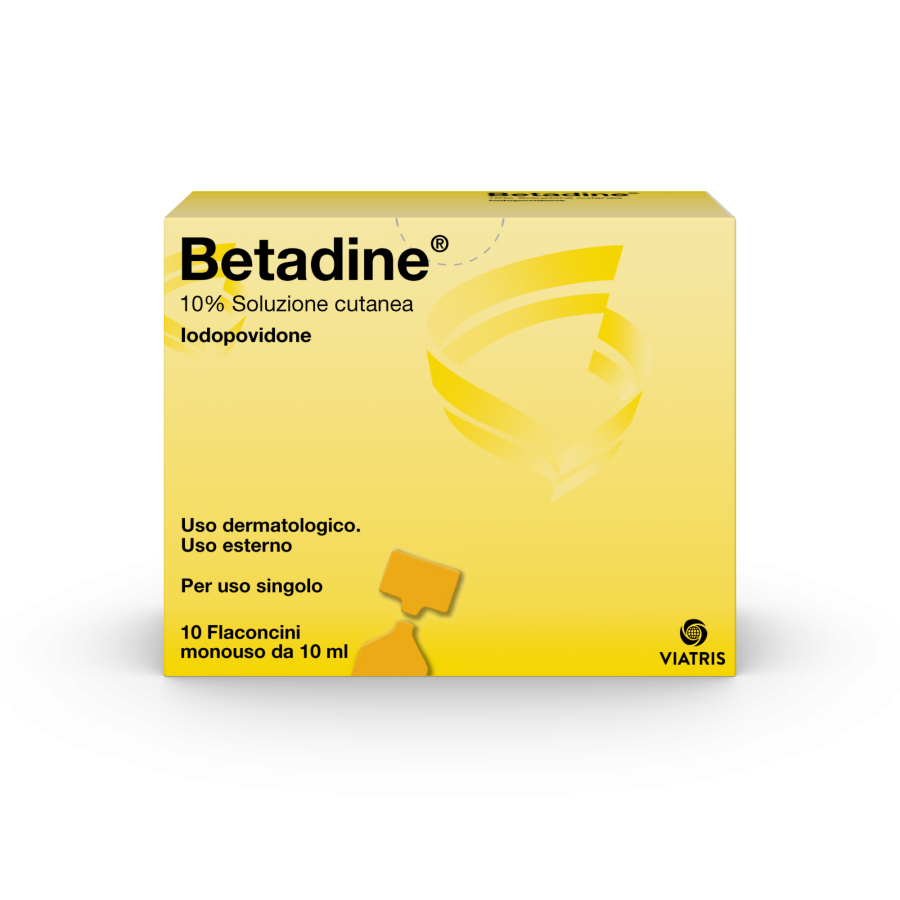 Betadine 10% Soluzione Cutanea - 10 Flaconcini Monouso da 10ml - Disinfettante per la Pelle