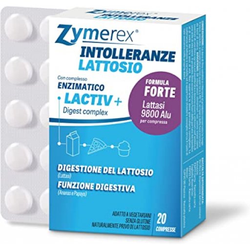 Zymerex Intolleranze 20 Compresse - Integratore Enzimatico per la Digestione del Lattosio