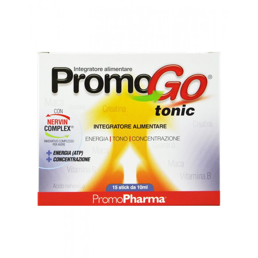 PromoGo Tonic - Integratore Energizzante, 15 Stick da 10ml, Con Ginseng e Vitamine
