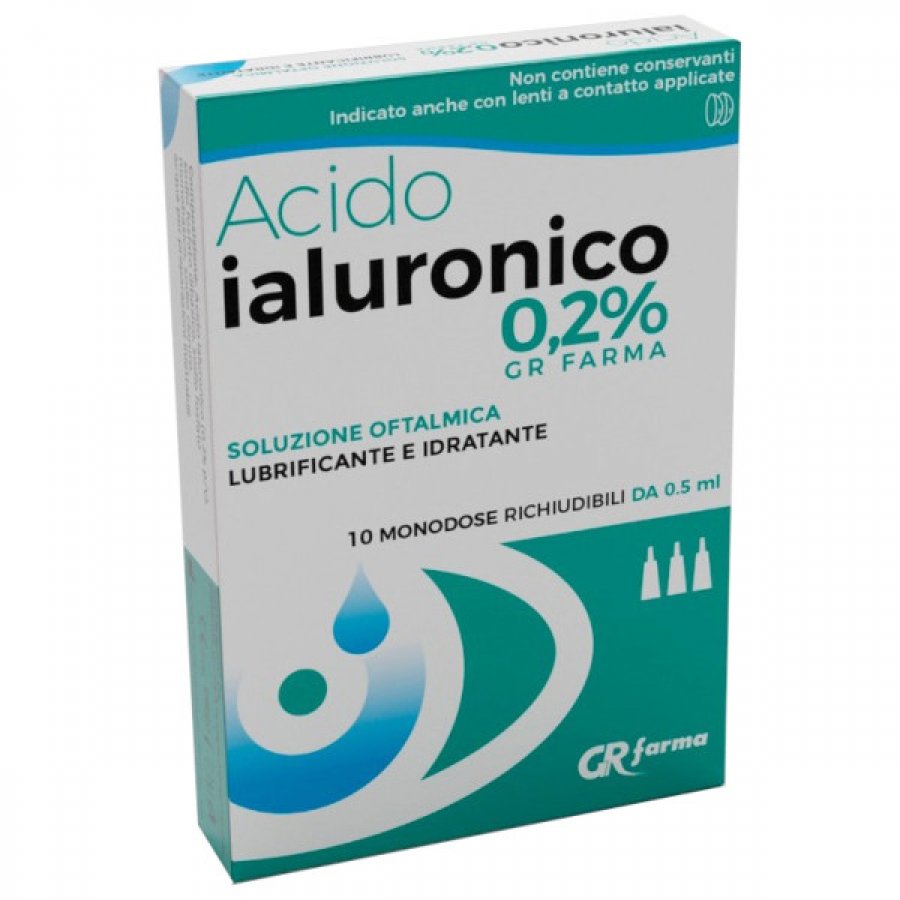 ACIDO IALURONICO 0,2% SOLUZIONE OFTALMICA - Marca VisioneChiara - Integratore per l'Idratazione Oculare - 10ml