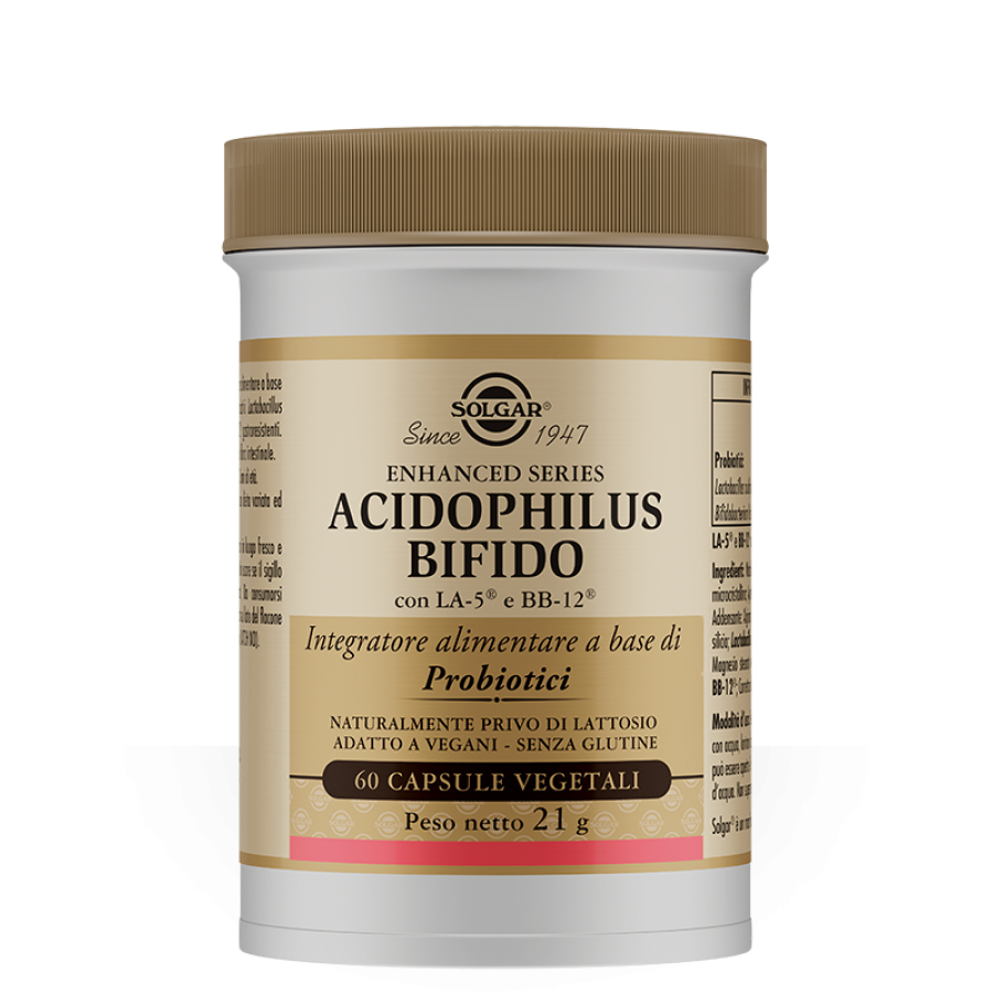 Solgar - Acidophilus Bifido 60 Capsule Vegetali - Integratore Probiotico per la Salute Intestinale