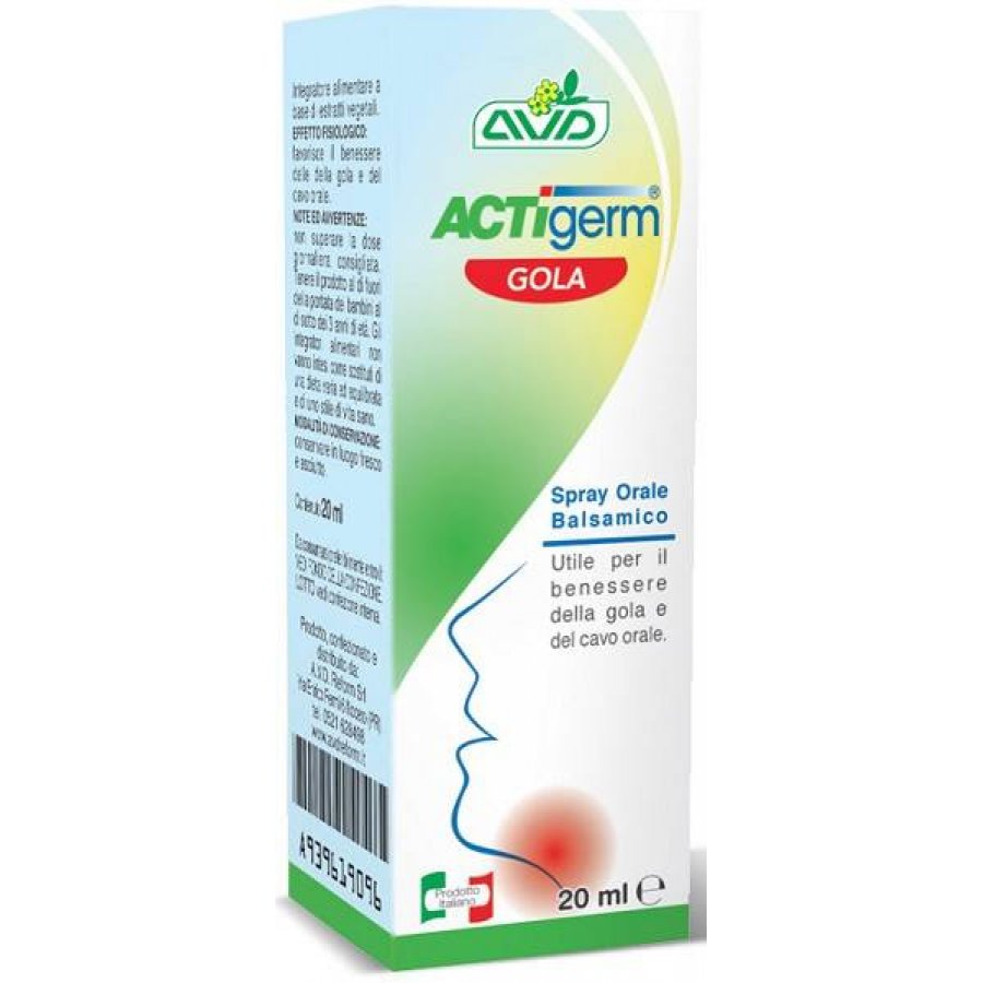A.v.d. Actigerm Gola Spray Orale Balsamico 20ml - Spray Antinfiammatorio e Antibatterico per il Benessere della Gola