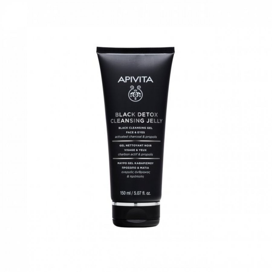Apivita - Black Detox Gel Detergente Nero Viso e Occhi 150ml - Detersione Profonda e Purificante per la Tua Pelle