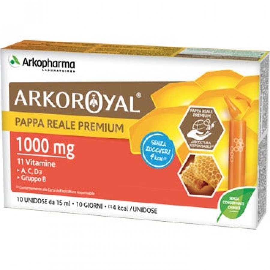 Arkoroyal - Pappa Reale 1000mg Con Vitamine Senza Zucchero 10 Fiale