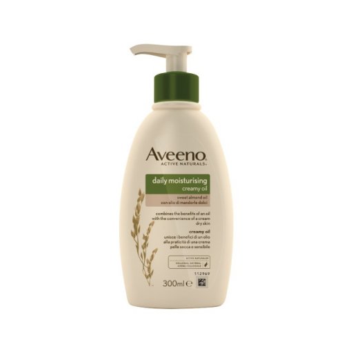 Aveeno Crema Olio Idratante Corpo Daily Moisturising con Olio di Mandorle Dolci, Protegge e Nutre la Pelle Secca, 300 ml, con Pump