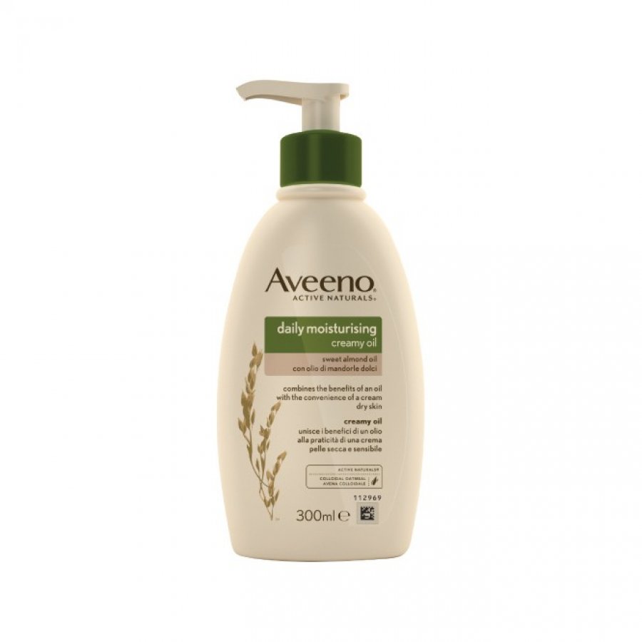 Aveeno Crema Olio Idratante Corpo Daily Moisturising con Olio di Mandorle Dolci, Protegge e Nutre la Pelle Secca, 300 ml, con Pump