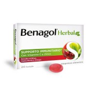 Benagol Herbal - 24 Pastiglie Gusto Menta e Ciliegia, Integratore Naturale per la Gola