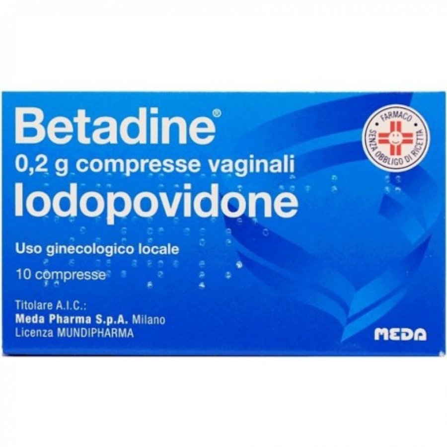 Betadine 200mg 10 Compresse Vaginali - Disinfettante Vaginale a Base di Povidone Iodio