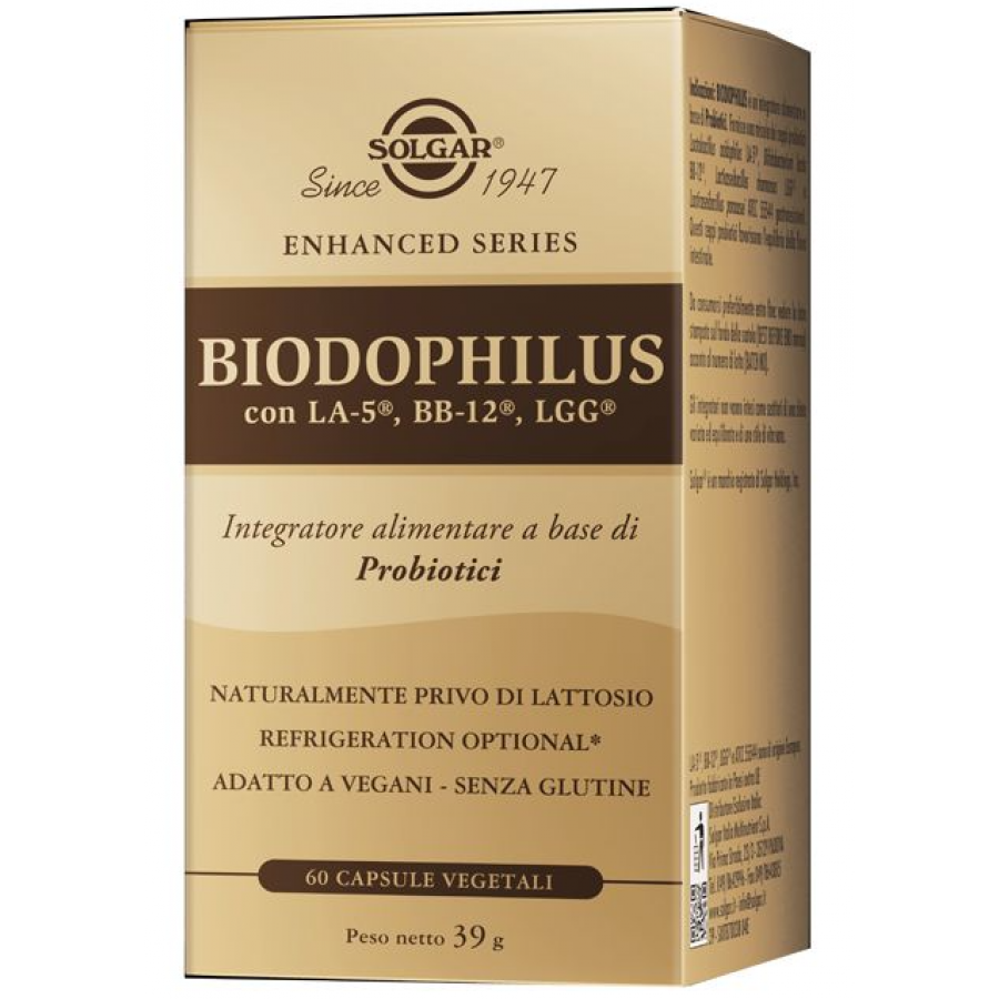 Solgar - Biodophilus 60 Capsule Vegetali - Integratore Probiotico per il Benessere dell'Intestino