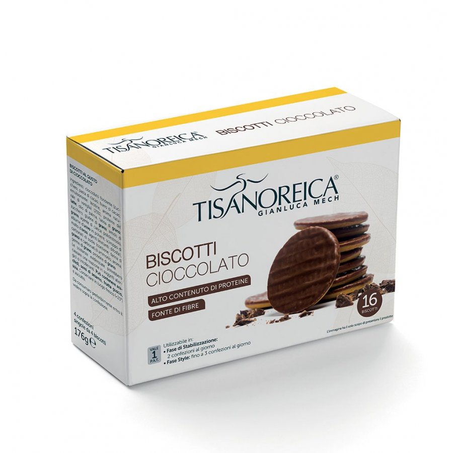 Tisanoreica Biscotti Cioccolato 16x11g - Biscotti Golosi al Cioccolato Fondente