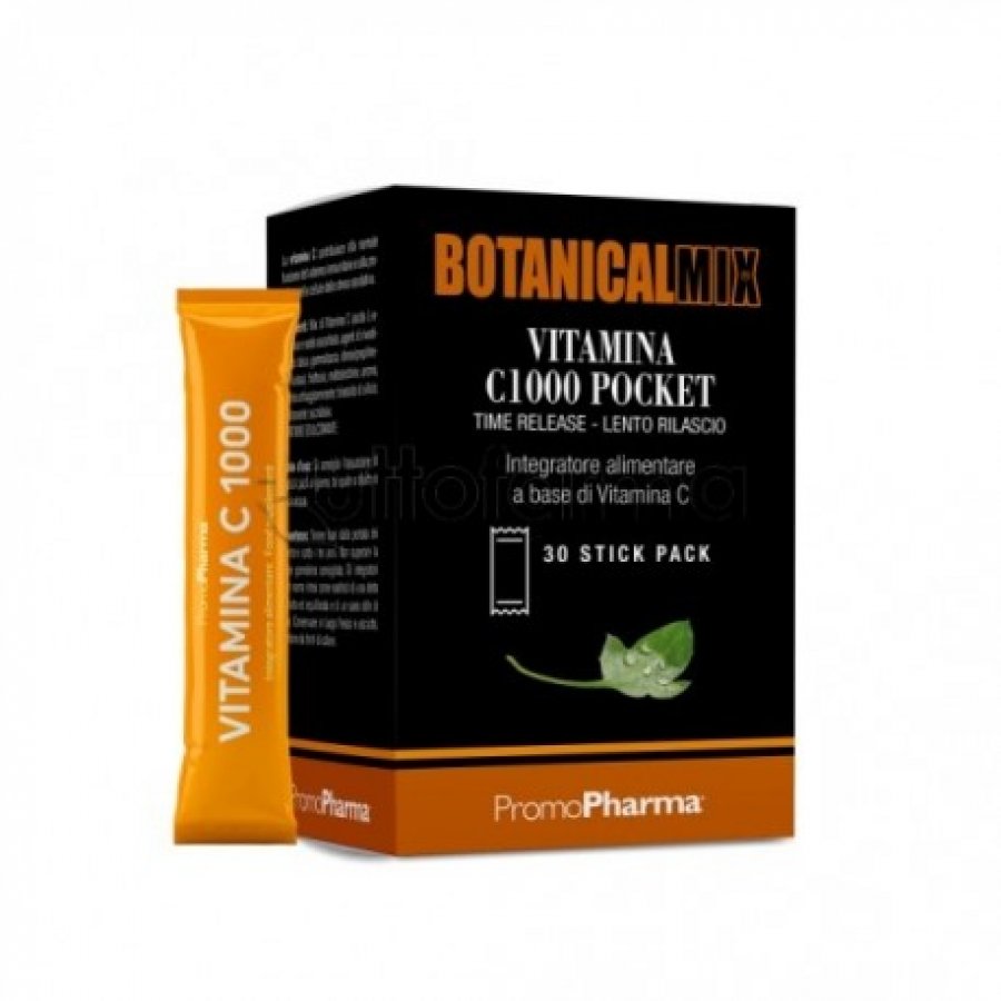 Botanical Mix - Vitamina C1000 Pocket 30 Stick Pack da 2g, Integratore di Vitamina C in Pratiche Bustine