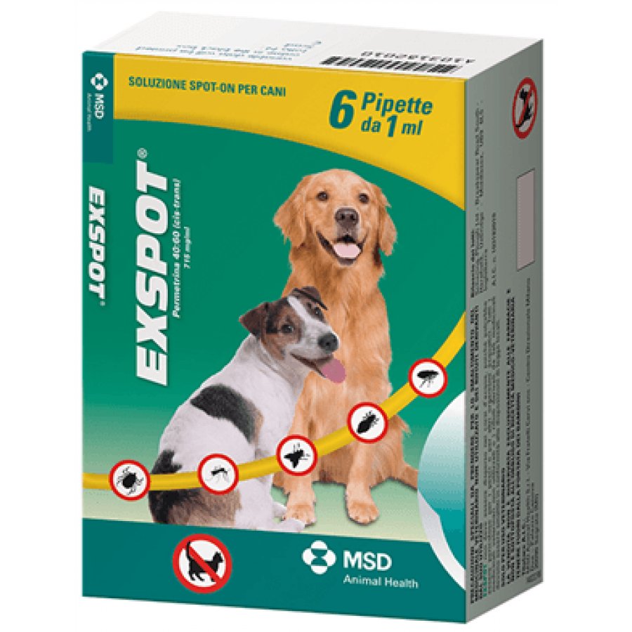 Exspot Spot-On Soluzione Per Cani 6 Pipette da 1ml - Antiparassitario Efficiente per Cani