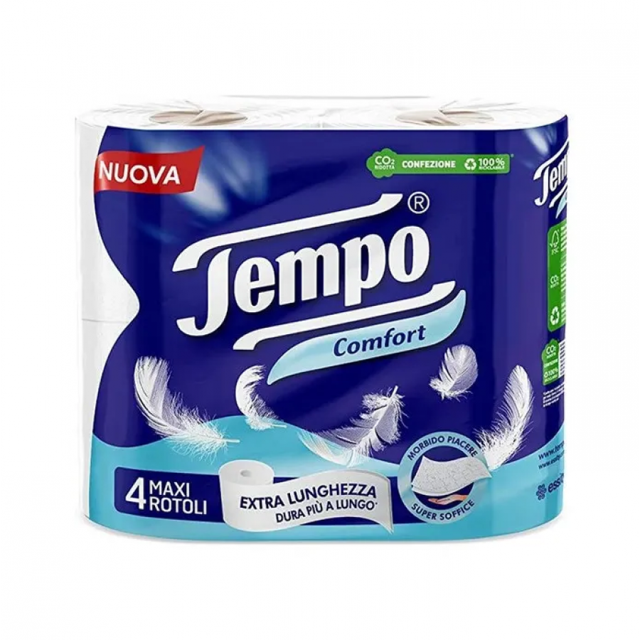 Comfort Carta Igienica Tempo 4 Maxi Rotoli - Dolcezza e Qualità per un'Igiene Impeccabile