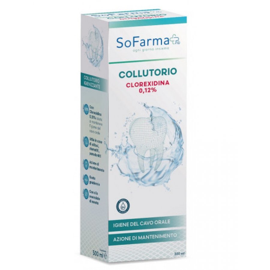 Sofarmapiù Collutorio Clorexidina 0,12% 300ml - Igiene del Cavo Orale per una Bocca Sana