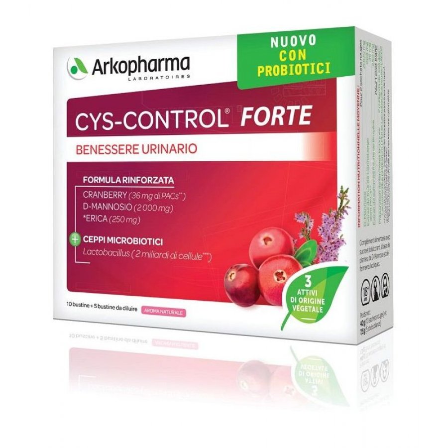 Arkopharma Cys Control Forte Probiotici 15 Bustine - Integratore per il Benessere Urinario