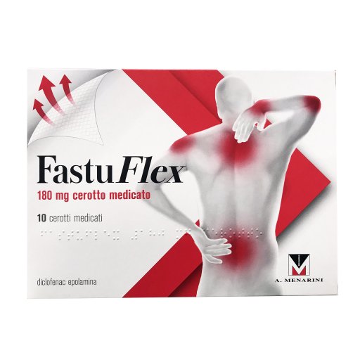 Fastuflex 10 Cerotti Medicati 180mg - Trattamento Locale per Dolori e Infiammazioni Articolari e Muscolari