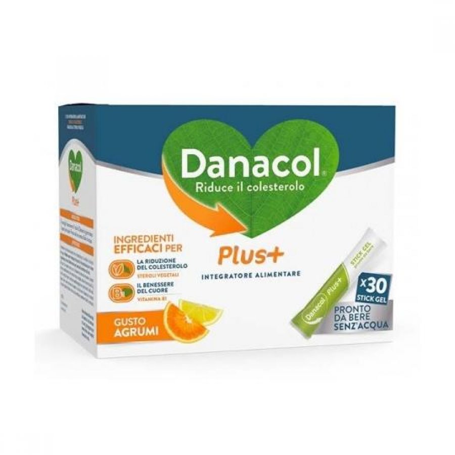 Danacol Plus+ 30 Stick Gel da 15ml Gusto Agrumi - Integratore per il benessere cardiaco