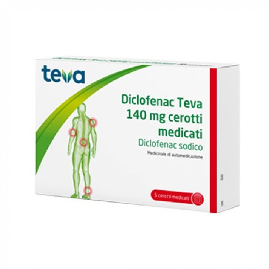 Diclofenac Teva - Cerotti Medicati 140mg, 5 Pezzi - Trattamento del Dolore Articolare