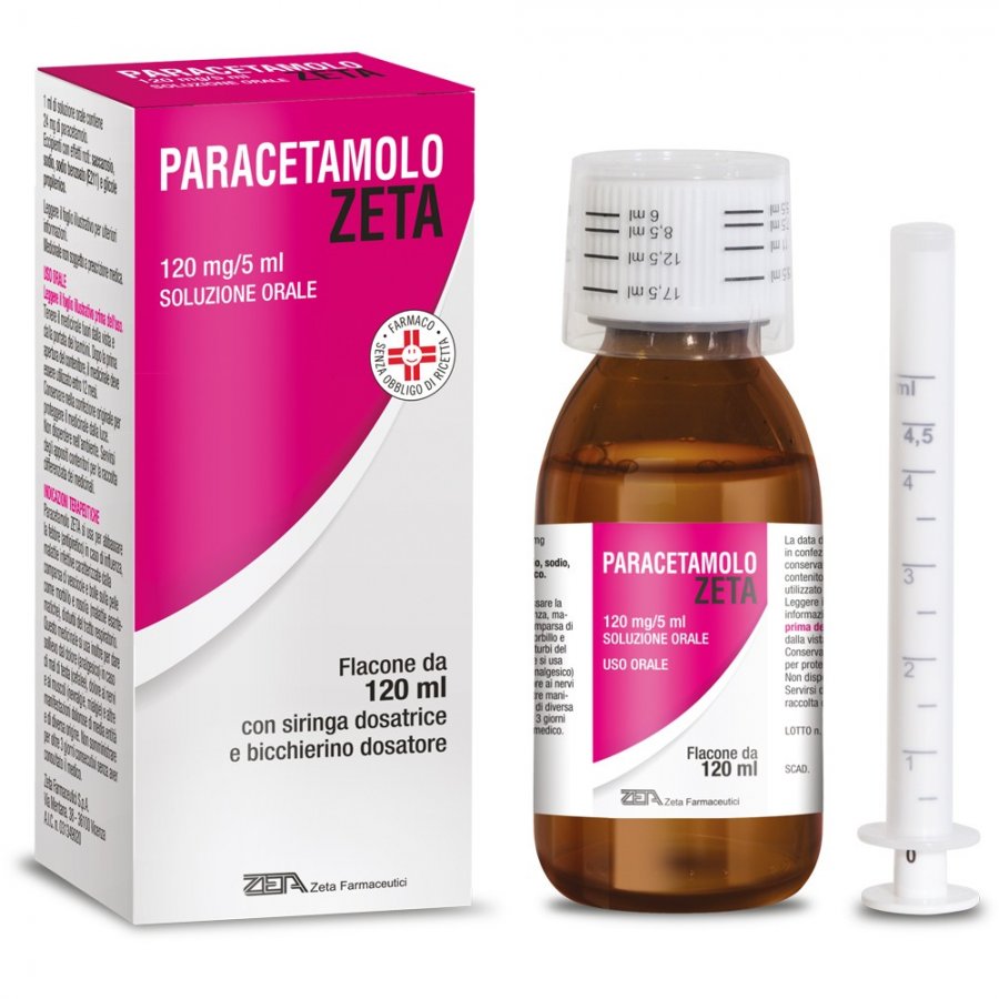 Paracetamolo Zeta Soluzione Orale 120ml - Principi Attivi per Febbre e Dolore