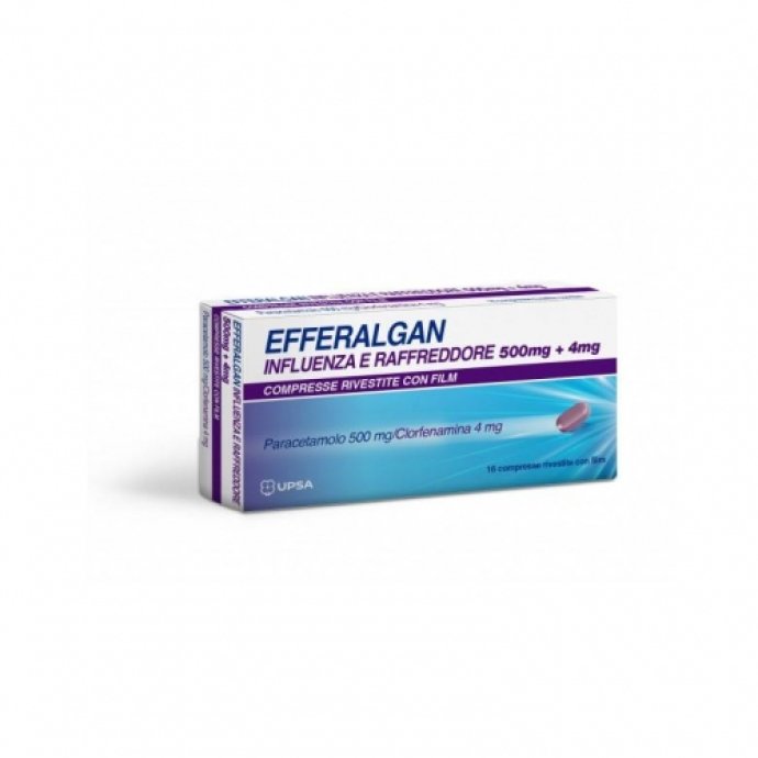 Efferalgan Influenza e Raffreddore 16 Compresse Rivestite 500mg + 4mg - Trattamento Sintomatico per Sintomi del Raffreddore e dell'Influenza