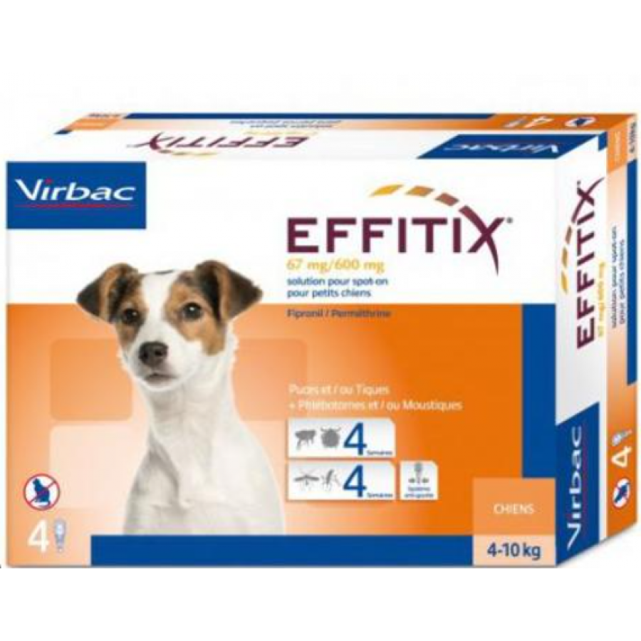 Effitix Spot-On Soluzione 4 Pipette 1,10ml 67mg+600mg Cani Da 4 a 10kg