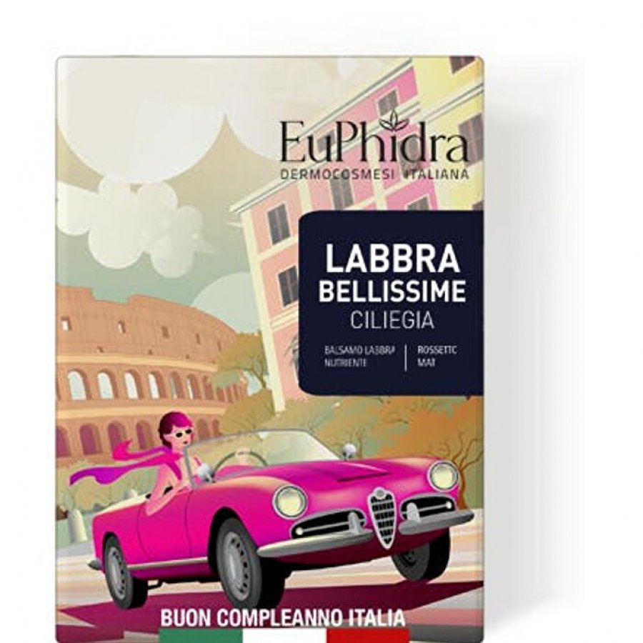 Euphidra - Labbra Bellissime Rossetto Mat + Balsamo Labbra 03 Ciliegia, Set per Labbra Idratate e Colorate
