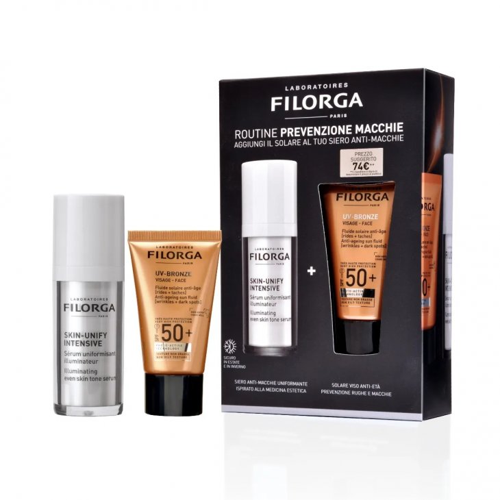 Cofanetto Skin-Unify Intensive Siero + UV-Bronze Solare Viso Filorga - Protezione Solare e Anti-età - 1 Confezione