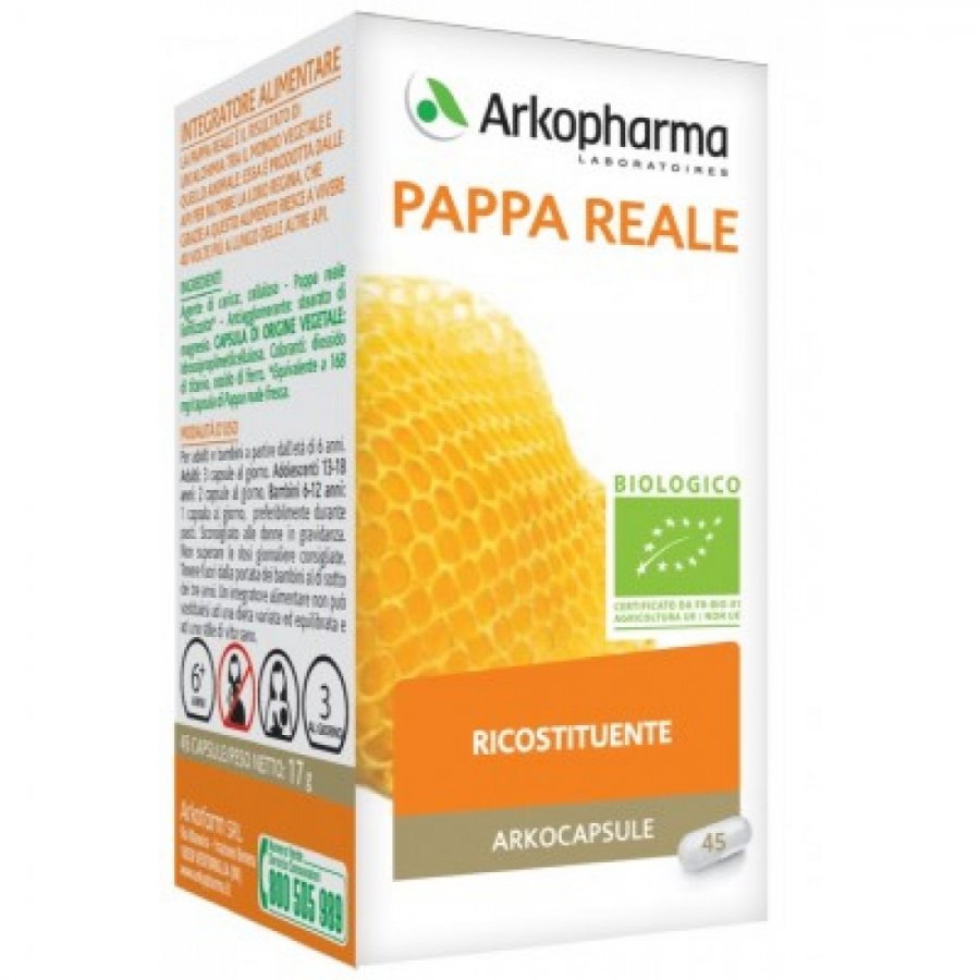 Arkopharma Pappa Reale Bio 45 Capsule - Integratore Alimentare Bio con Pappa Reale Liofilizzata