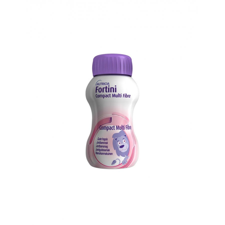 Fortini Compact Multi Fibre Fragola 4 Pezzi 125g - Supplemento Nutrizionale Orale per Bambini