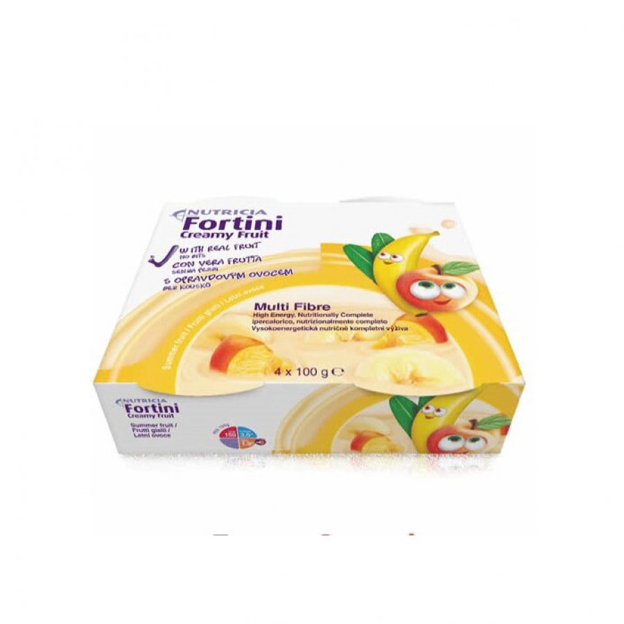 Fortini Creamy Fruit Multi Fibre Frutti Gialli 4x100 g - Alimento Dietetico per Bambini
