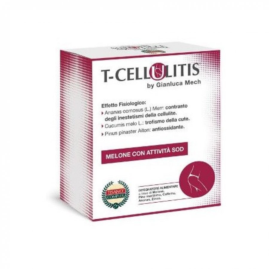Gianluca Mech T-Cellulitis Integratore Anticellulite 30 Bustine da 6g - Con Melone, Pino Marittimo e Caffeina