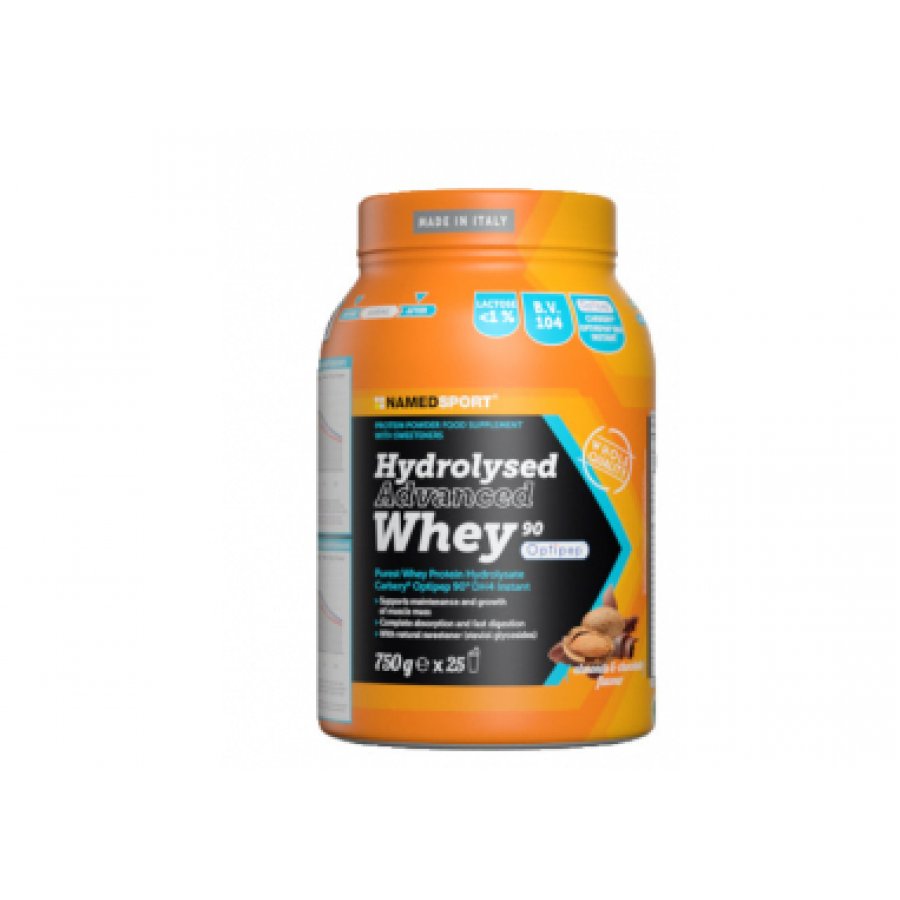 Named Sport - Hydrolysed Advanced Whey Cioccolato/Mandorla 750g - Integratore Proteico Avanzato al Cioccolato e Mandorla